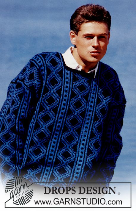 DROPS 7-11 - Sweter na drutach, z żakardem, z kwadratowym wykończeniem dekoltu, z włóczki DROPS Alaska