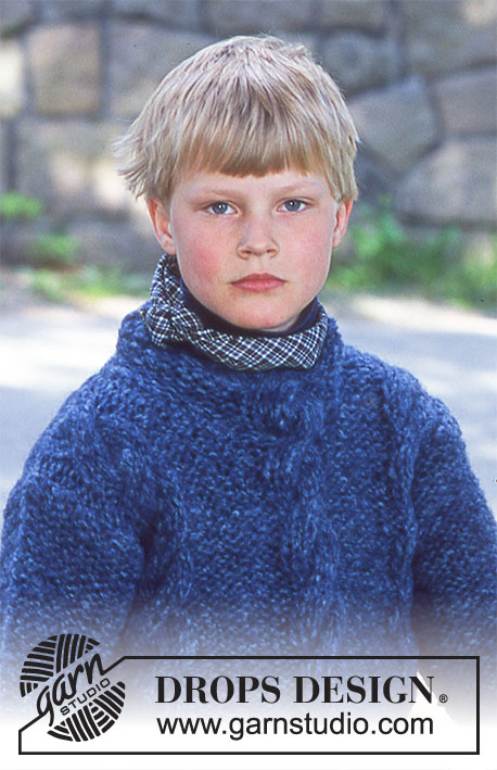 DROPS 70-18 - Dziecięcy sweter na drutach z warkoczami, z włóczki DROPS Highlander
