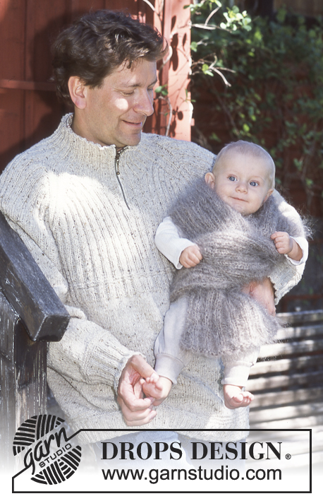 Villmark / DROPS 70-21 - Sweter na drutach z włóczki DROPS Ull-Tweed (z suwakiem lub bez) – szalik na drutach z włóczki DROPS Vienna