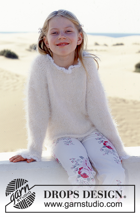 DROPS 90-2 - DROPS Girl’s Pullover with short or long sleeves in Symphony and Vivaldi