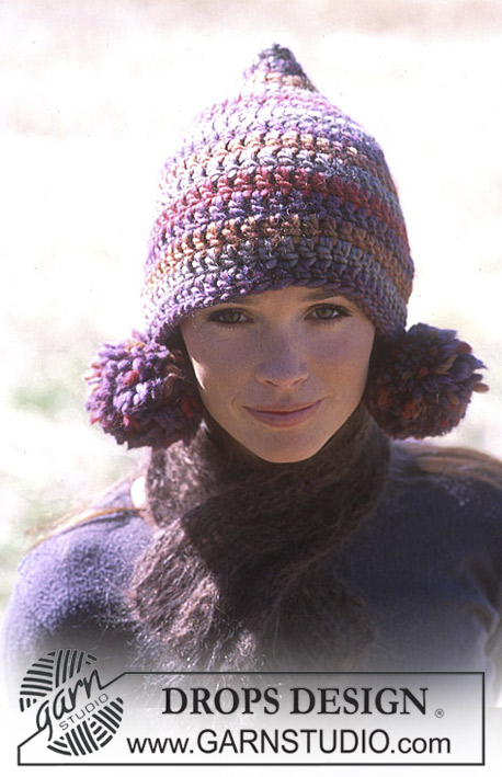 DROPS 93-1 - DROPS Crochet hat in Snow and scarf in Vivaldi. 