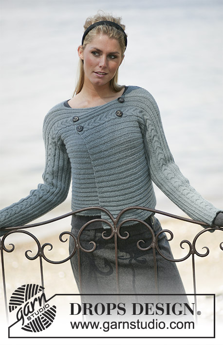 DROPS 96-3 - Short jacket with cables in 2 strands DROPS Alpaca. Piece is worked from side to side Size: S-XXL