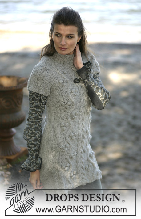 DROPS 96-9 - DROPS Dress with long or short sleeves in cable pattern in Alpaca 