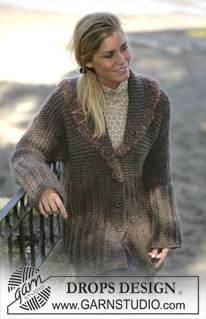 Black Vanilla / DROPS 97-23 - Knitted cardigan with false English rib variation in DROPS Snow, with a crochet edge in DROPS Puddel. size: S-XXL