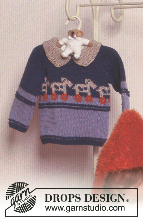 Happy Trails / DROPS Baby 11-21 - Sweter na drutach, z żakardem w pieski, z włóczki DROPS Muskat