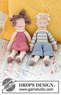 Pernille / DROPS Baby 13-37 - DROPS panáček Petr a panenka Pernilla háčkované z příze Muskat.