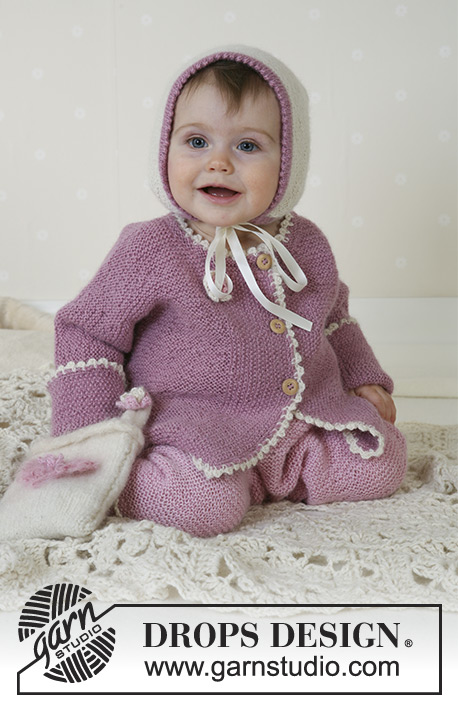 Little Lisa / DROPS Baby 13-6 - DROPS Alpaca lõngast  jakk, püksid, müts ja kott