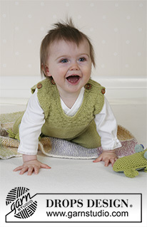 Green Leaf / DROPS Baby 14-3 - Veste avec capuche, combinaison et chaussettes tube tricotés en DROPS Alpaca. Taille bébé et enfant du 1 mois au 4 ans. 