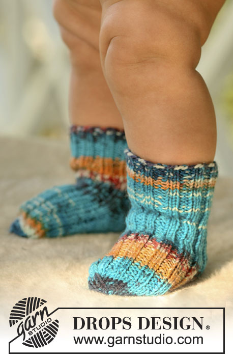 Little Jamboree Socks / DROPS Baby 16-27 - Meias tricotadas em DROPS Fabel para bebés e crianças