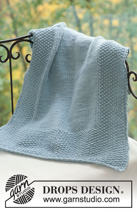 Sea Water / DROPS Baby 16-9 - Knitted baby blanket in DROPS Snow or DROPS Wish
