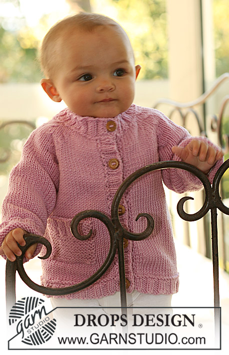 Little Petunia / DROPS Baby 17-4 - Gebreid vest met raglanmouwen voor baby en kinderen in DROPS Merino Extra Fine.