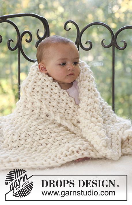 Seashell Fairy / DROPS Baby 18-15 - Couverture bébé au tricot, au point de riz en DROPS Polaris