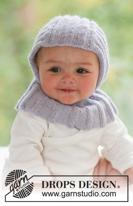 Little Knight / DROPS Baby 18-21 - Knitted helmet hat in rib st for baby and children in DROPS Alpaca