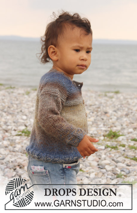 Nathan Jacket / DROPS Baby 20-16 - Dětský kabátek s raglánovými rukávy pletený z dvojité příze DROPS Delight