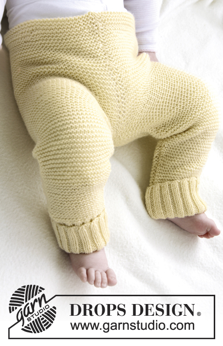 Honey Suckle Tights / DROPS Baby 21-13 - Dětské kalhoty pletené vroubkovým vzorem z příze DROPS BabyMerino 