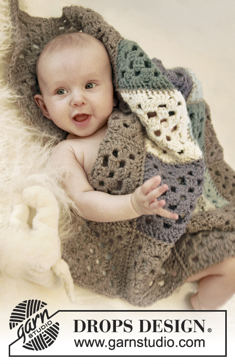 Soft Comfort / DROPS Baby 21-22 - Crochet baby blanket with granny squares in DROPS Nepal