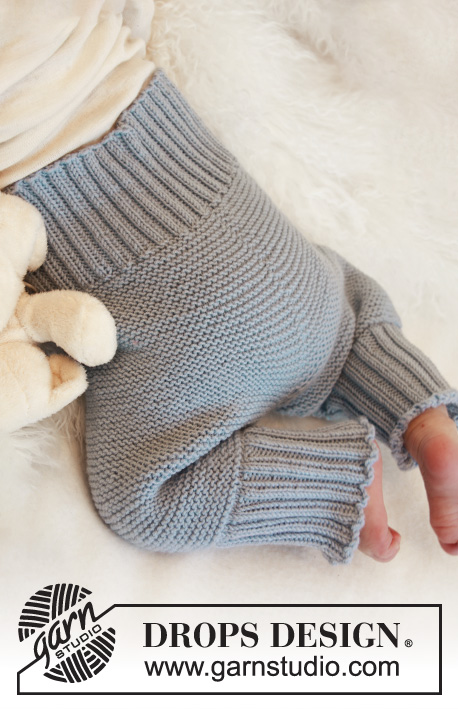 Blueberry Pants / DROPS Baby 21-26 - Pantalon au tricot pour bébé et enfant, au point mousse, en DROPS Alpaca