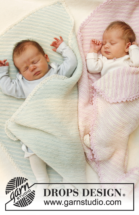 Dream Date / DROPS Baby 25-1 - Retstrikket babytæppe med striber – strikket fra hjørne til hjørne i DROPS BabyMerino