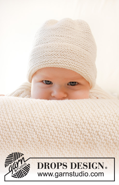 Peek-a-boo / DROPS Baby 25-10 - Gestrickte Mütze für Babys mit Krausrippen in DROPS BabyMerino. Größe Frühchen - 4 Jahre.