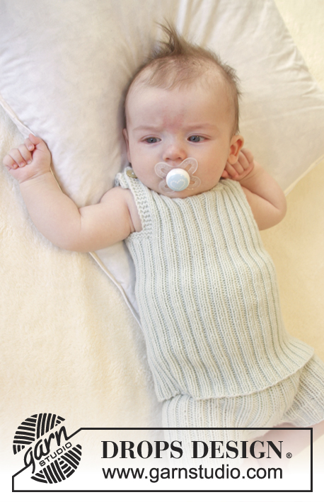 First Impression Singlet / DROPS Baby 25-29 - Top para bebés tricotado em canelado em DROPS BabyMerino. Tamanhos prematuro - 4 anos.