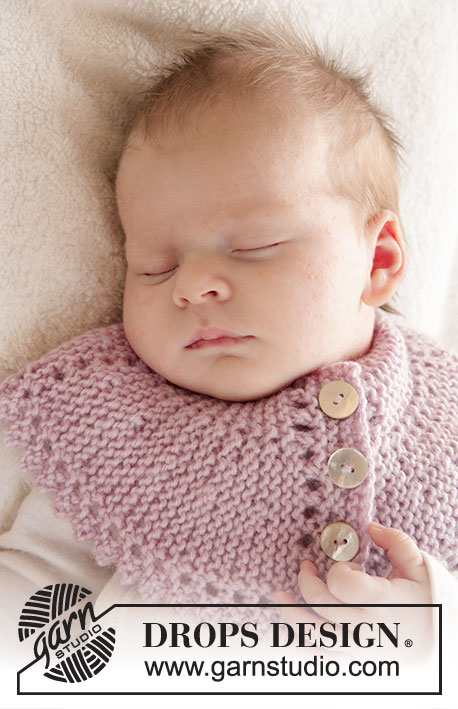 Serene / DROPS Baby 25-5 - Vauvan ainaoikeinneulottu kauluri nirkkoreunuksella DROPS Karisma-langasta. Koot 0 - 4 v.
