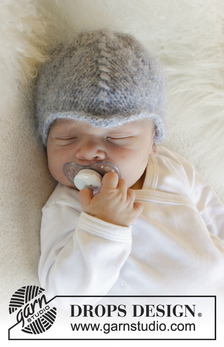 Milian / DROPS Baby 31-22 - Czapka dziecięca na drutach, ze ściegiem ażurowym, z włóczki DROPS Air. Od wcześniak do 4 lat