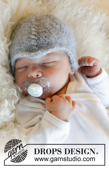 Milian / DROPS Baby 31-22 - Dětská čepice do špičky pletená z příze DROPS Air. Velikost  <0 (= nedonošená) - 4 roky.