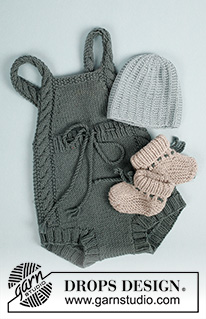 Tiny Kicks / DROPS Baby 33-24 - Pantufas tricotadas em canelado e ponto jarreteira para bebé, em DROPS Merino Extra Fine. Tamanhos : 0 - 4 anos
