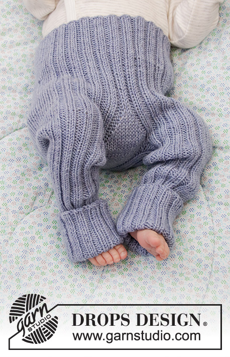 Baby Talk Pants / DROPS Baby 33-31 - Dětské kalhoty – kamaše pletené pružným vzorem a čepice pletená perličkovým vzorem z příze DROPS BabyMerino. Velikost nedonošená – 4 roky.