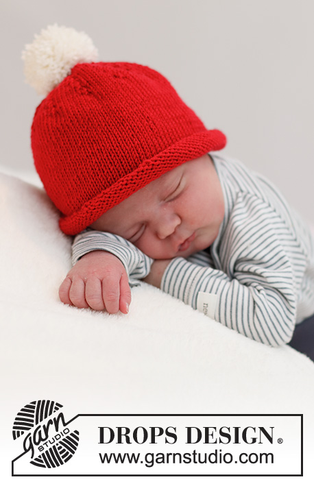 Itsy Bitsy Santa / DROPS Baby 36-15 - DROPS BabyMerino lõngast kootud müts beebile või lastele jõuludeks enneaegsele kuni 4 aastasele