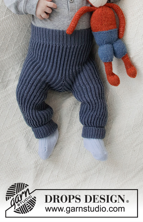 Early Nap Pants / DROPS Baby 36-5 - Spodnie dziecięce na drutach, przerabiane od góry do dołu, z włóczki DROPS Baby Merino, ściegiem angielskim. Od wcześniak do 4 lat.