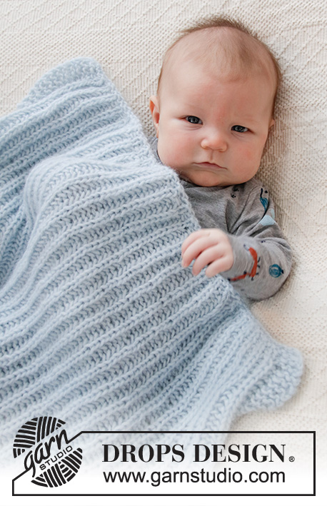 Bonne Nuit / DROPS Baby 36-9 - Gebreide deken voor baby’s in DROPS Air. Het werk wordt gebreid in Engelse patentsteek. Thema: babydeken