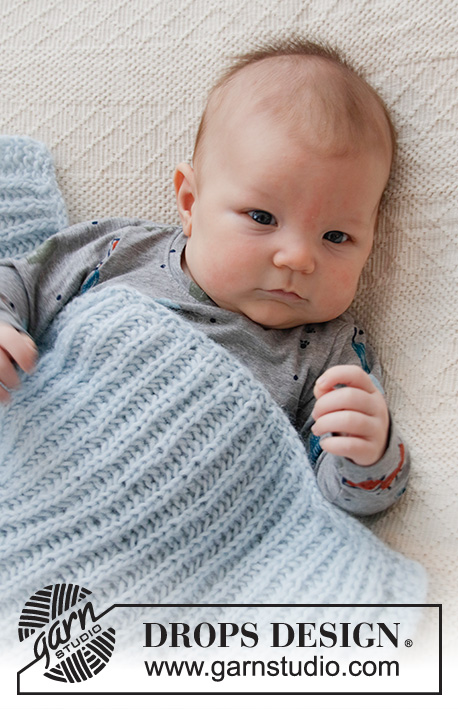 Bonne Nuit / DROPS Baby 36-9 - Gebreide deken voor baby’s in DROPS Air. Het werk wordt gebreid in Engelse patentsteek. Thema: babydeken