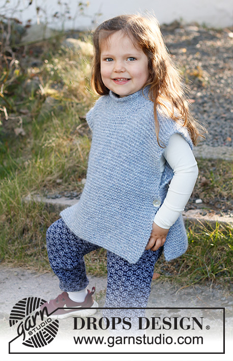 Ready, Set, Go! / DROPS Baby & Children 38-15 - Knitted vest for kids in DROPS Air. Piece is knitted in garter stitch with high neck and vents in the side. Size 2 - 12 years