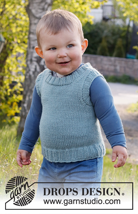 Gledesspreder / DROPS Baby & Children 38-8 - Baby a dětská vesta pletená lícovým žerzejem z příze DROPS Karisma. Velikost: 12 měsíců - 12 let.