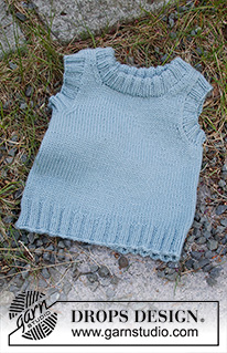 Gledesspreder / DROPS Baby & Children 38-8 - Colete tricotado para bebé e criança em DROPS Karisma, em ponto meia com gola dobrada. Tamanhos : 12 meses - 12 anos