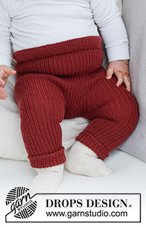 Cutipie Pants / DROPS Baby 42-16 - Calças tricotadas para bebé e criança em DROPS BabyMerino. Tricota-se de cima para baixo, com orlas em canelado e elástico na cintura. Tamanhos: 0 - 4 anos.