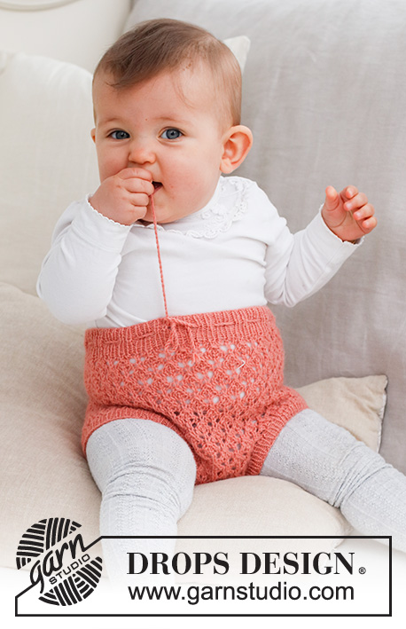 Cotswolds Shorts / DROPS Baby 43-14 - DROPS BabyMerino lõngast kootud pitsmustriga püksid 1 kuusele beebile kuni 2 aastasele lapsele