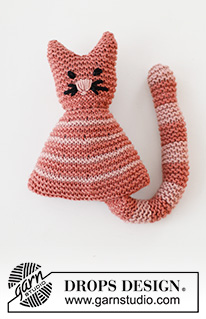 Cleo the Cat / DROPS Baby 43-22 - Gato tricotado para bebé e criança em DROPS Merino Extra Fine. Tema: Brinquedos.