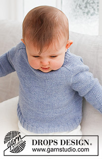 Blue Pebbles / DROPS Baby 43-4 - Jersey de punto para bebés en DROPS BabyMerino. La prenda está realizada de arriba abajo con hombros-martillo. Tallas: Prematuro - 2 años.