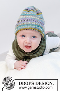 Thief of Hearts Hat / DROPS Baby 45-18 - Gorro tricotado para bebé e criança em DROPS Fabel. Tricota-se em canelado e em ponto meia. Tamanhos: 0 - 4 anos.