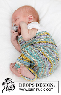 Striped Dreams / DROPS Baby 45-2 - Knitted trousers for baby in DROPS Fabel. The piece is worked in rib. Sizes 0 - 4 years.
