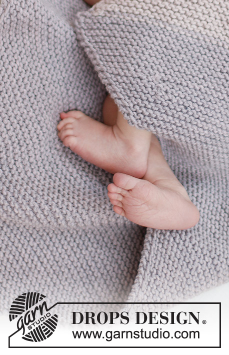 Nap Companion Blanket / DROPS Baby 46-16 - Dětská deka pletená z rohu do rohu vroubkovým vzorem z příze DROPS Big Merino. Motiv: Dětské deky.