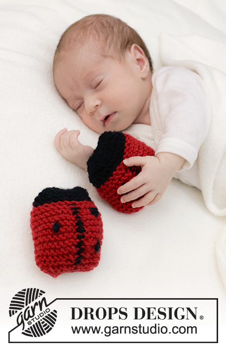 Sweet Ladybug / DROPS Baby 46-20 - Joaninha tricotada para bebé e criança em e DROPS Merino Extra Fine. Tricota-se em idas e voltas, em ponto jarreteira. Tema: Bonecos.