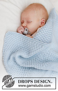 Treasured Pearl Blanket / DROPS Baby 46-5 - Strikket babyteppe i DROPS Big Merino. Arbeidet strikkes frem og tilbake med glattstrikk og perlestrikk i striper.