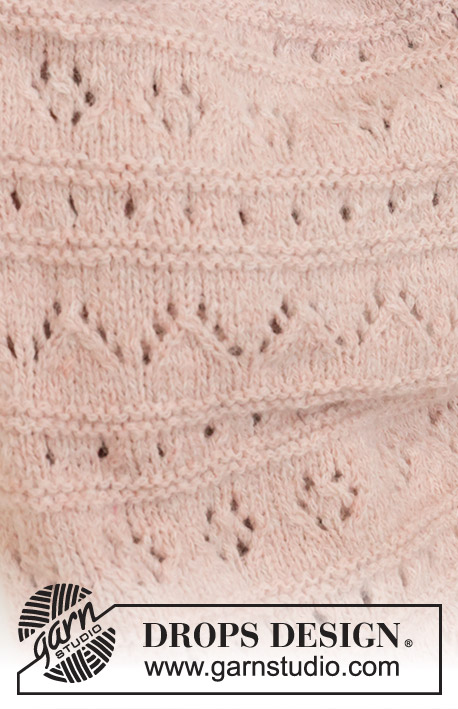 Pink Sea Blanket / DROPS Baby 46-9 - Gebreide deken voor baby in DROPS Sky. Het werk wordt met kantpatroon en ribbelsteek gebreid.