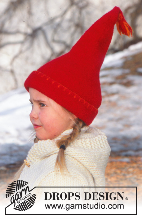 Elf Warmers Gloves / DROPS Children 12-51 - Gorro y manoplas de punto para Navidad, fieltradas, en DROPS Alaska.