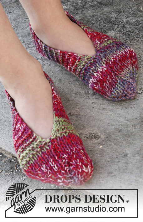 Bianca / DROPS Children 22-23 - Knitted DROPS slippers in 2 strands Fabel. 
