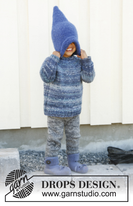Little Wizard / DROPS Children 22-34 - Sweter na drutach, z reglanowymi rękawami, z włóczek DROPS Fabel i DROPS Delight. Od 3 do 12 lat.