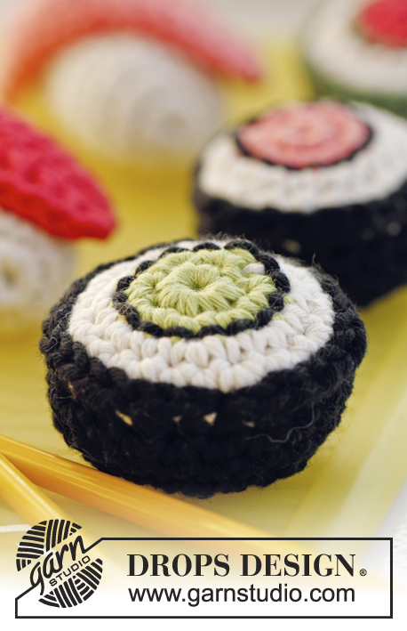 Tokyo / DROPS Children 24-45 - Sushi e maki com wasabi em croché em DROPS Paris 